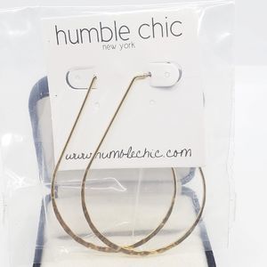 Humble Chic Hammered Oval Hoop Earrings (G)